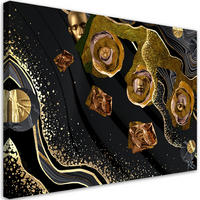 WANDBILD goldene gesichte abstrakt - Goldfarben, Textil (60/40cm) - Feeby