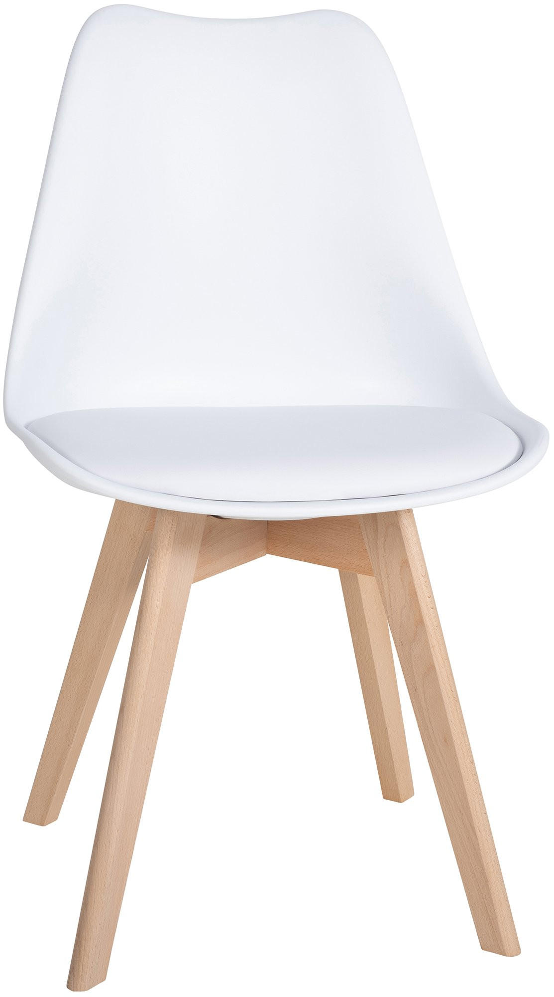 STUHL 6er Set Kunststoff weiß - Eukalyptusholzfarben/Weiß, Holz/Kunststoff (49/83/50cm) - CLP