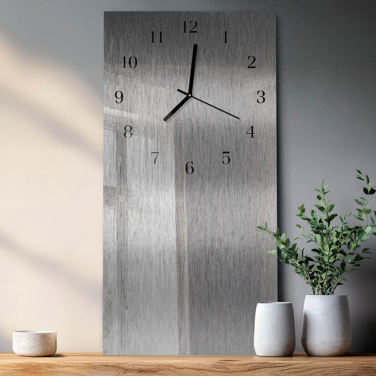 WANDUHR 60x30 cm - Abstrakter Rauch - Silberfarben, Glas (30/60/0.4cm) - TULUP