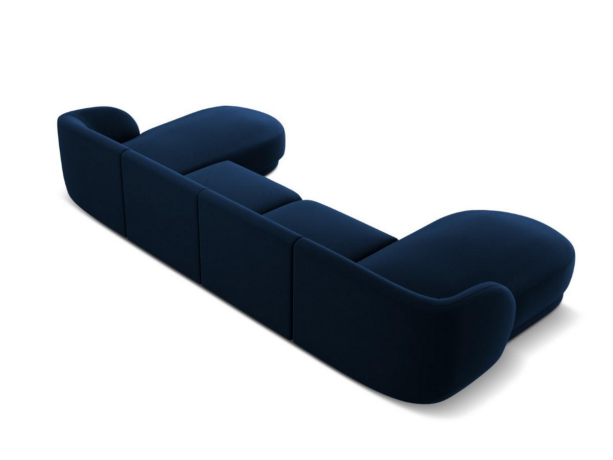 PANORAMASOFA Miley aus Samt königsblau 5 Sitzplätze - Blau, Textil (156/70/330cm) - Micadoni