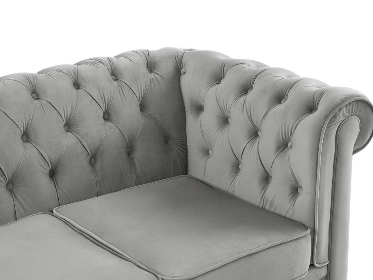 SOFA 3-Sitzer - Samt - Hellgrau - CHESTERFIELD - Hellgrau, Textil (88/72/205cm) - Vente-Unique