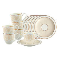 ESPRESSOTASSEN MIT UNTERTASSEN Ivoire weiß-gold 70 ml 6er Set - Goldfarben/Weiß, Keramik (13/7.5/13cm) - Villeroy & Boch
