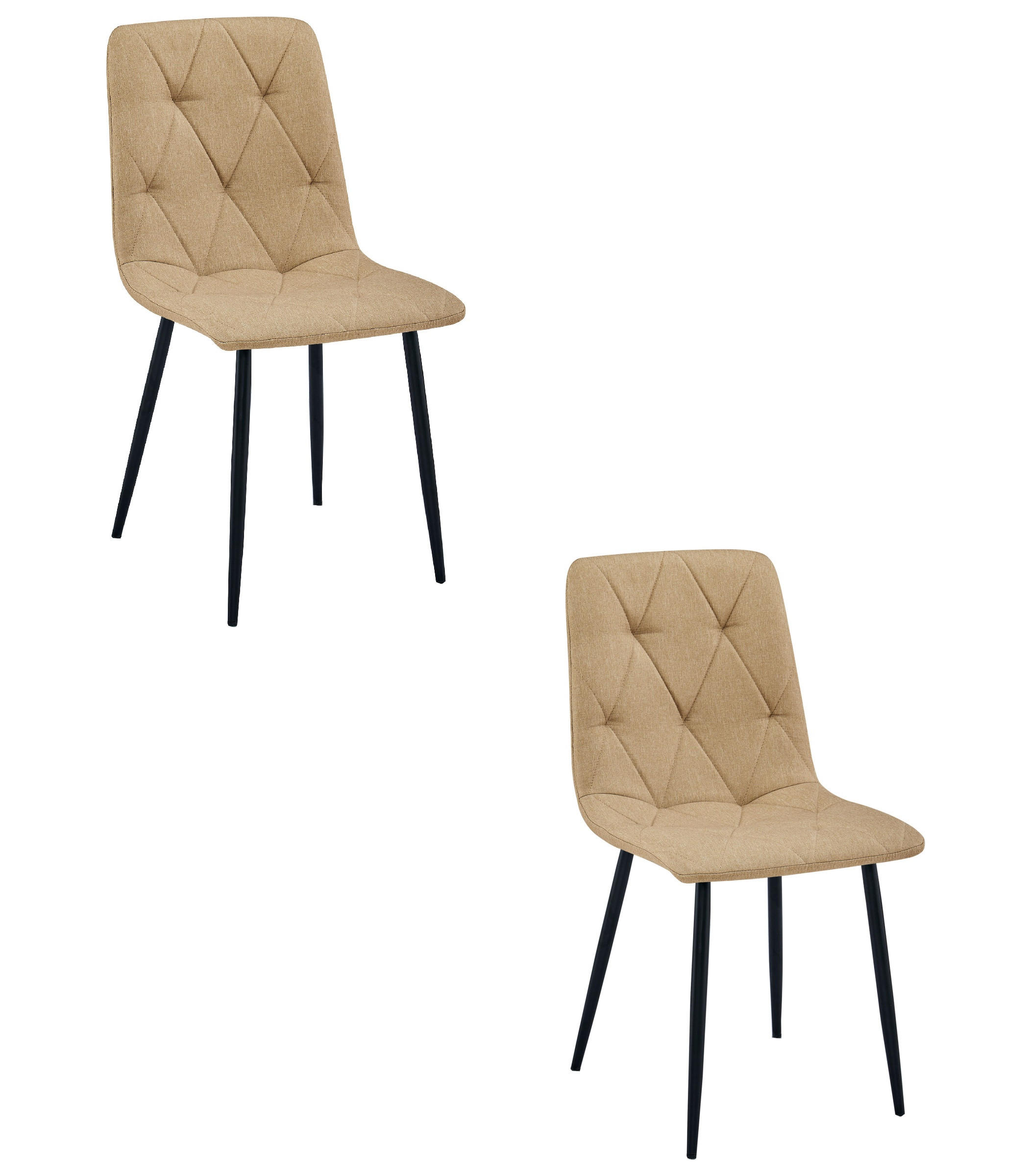 ESSZIMMERSTUHL 2-er Set TYRA brauner Sitz, schwarze Beine - Schwarz/Braun, Textil (44.5/87/54.5cm) - Valora