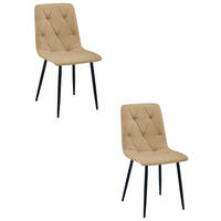 ESSZIMMERSTUHL 2-er Set TYRA brauner Sitz, schwarze Beine - Schwarz/Braun, Textil (44.5/87/54.5cm) - Valora