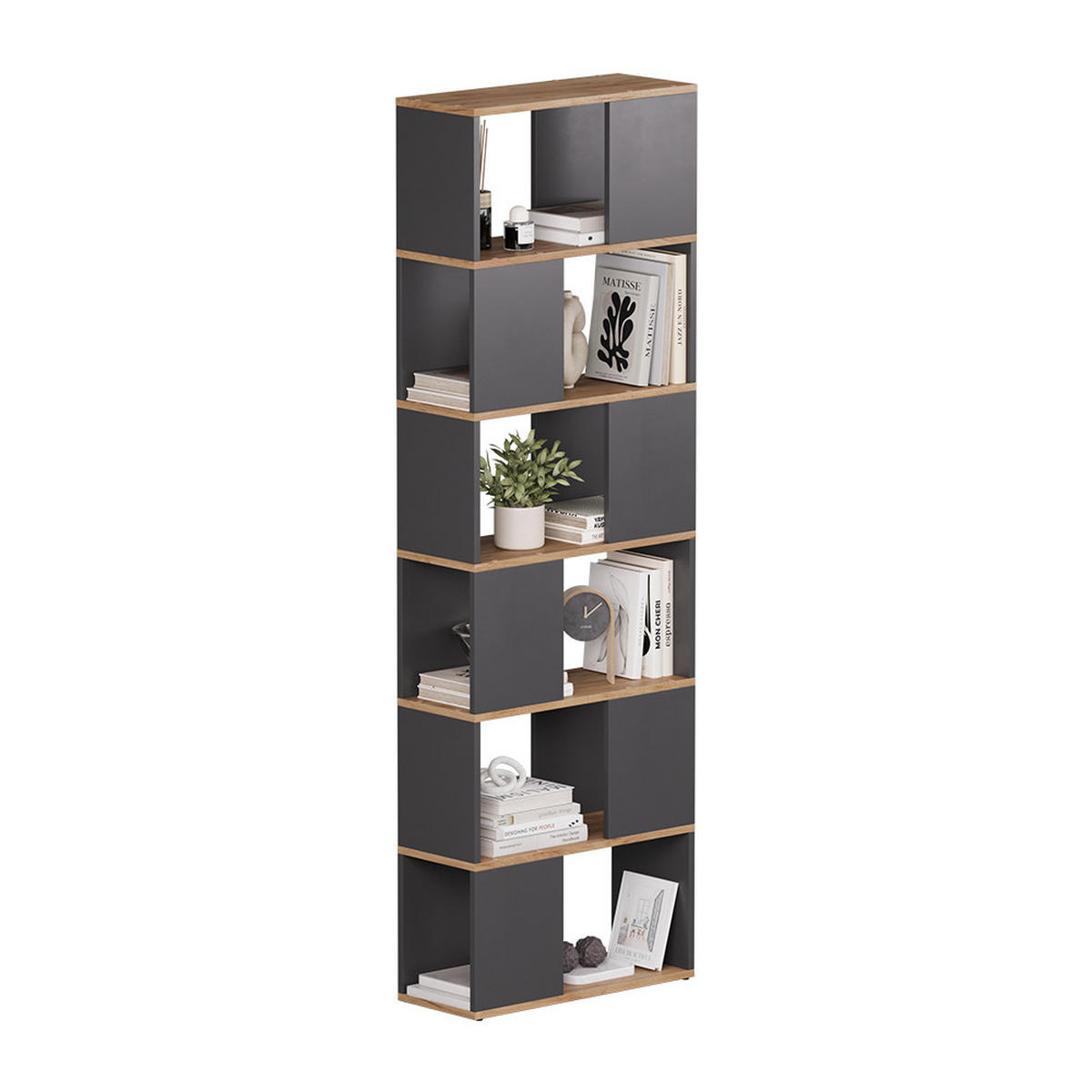 RAUMTEILER Eneos Anthrazit/Goldkraft Eiche 60 x 186 cm - Anthrazit/Eiche Wotan, Holzwerkstoff (60/186/24cm) - Vicco