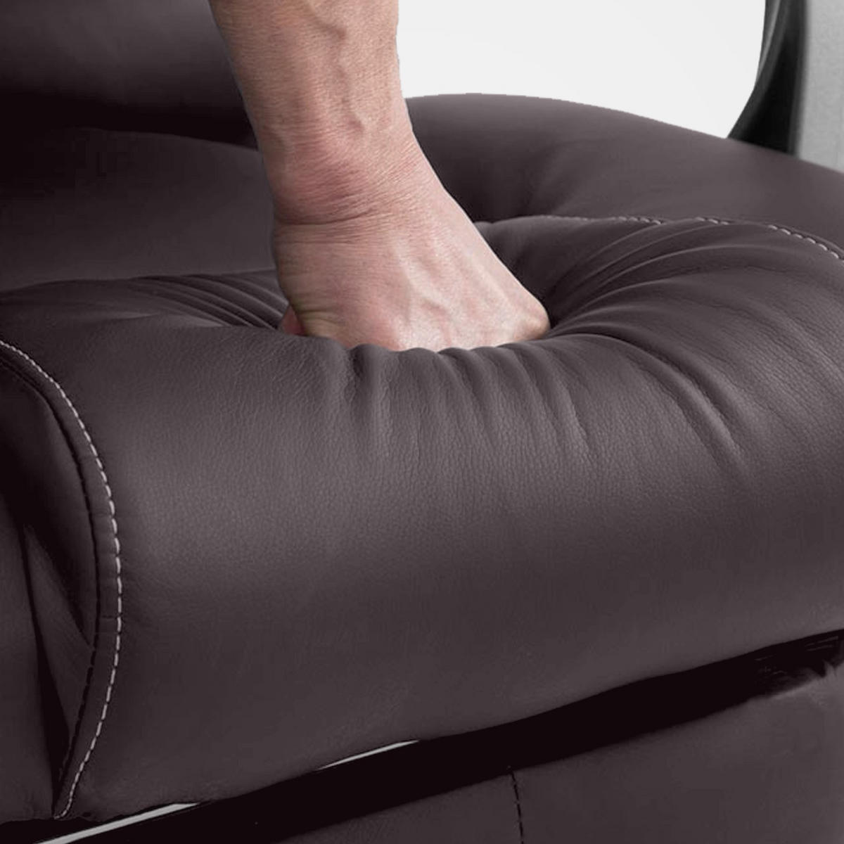 CHEFSESSEL Lederlook braun - Chromfarben/Braun, Textil/Metall (68/118/64cm) - CLP