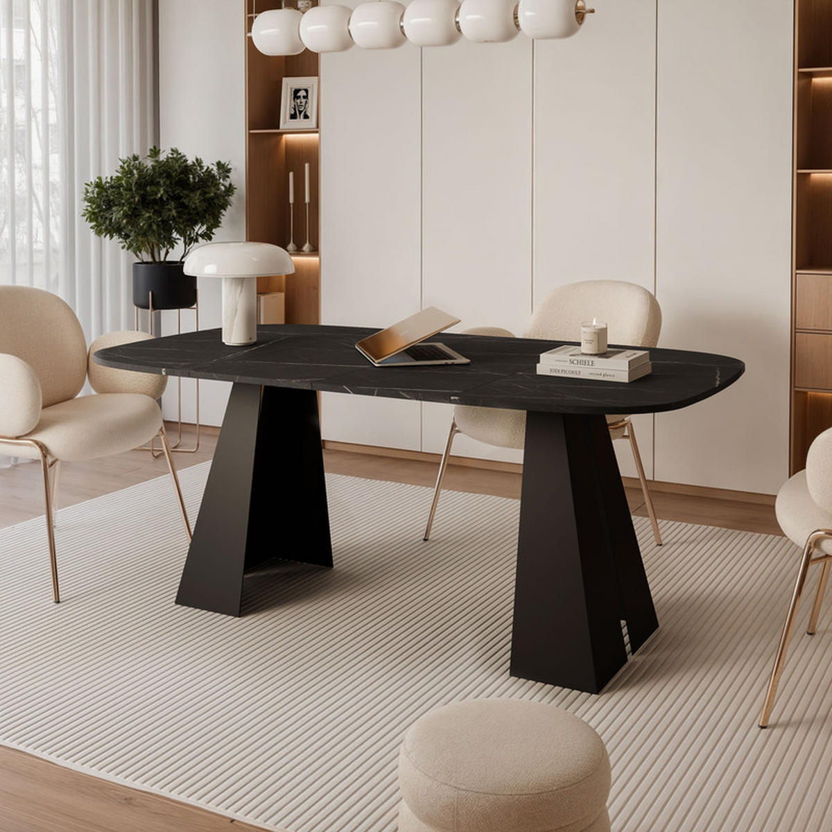 AUSZIEHTISCH ZELO 120/60/76 cm, Schwarz / Grigia Pietra (Steingrau) - Schwarz/Grau, Holzwerkstoff/Metall (60/120/76cm) - Idohome