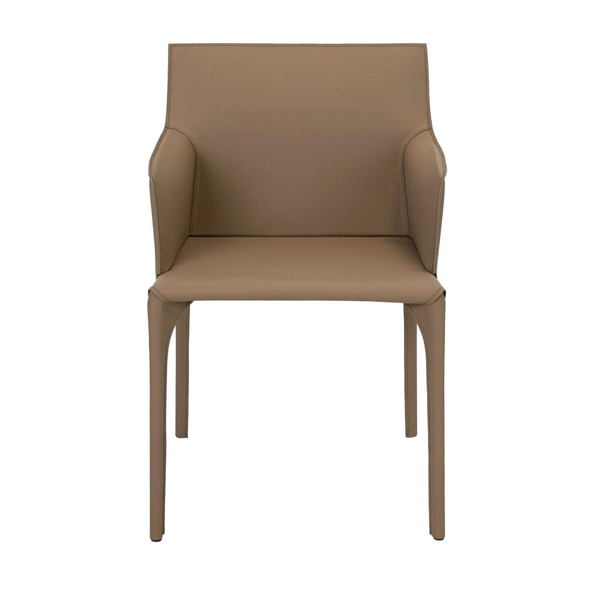 STUHL Stuhl aus nerzfarbenem regeneriertem Leder 53/56/83 cm - Taupe/Grau, Leder/Metall (53/83/56cm) - ANGEL CERDA