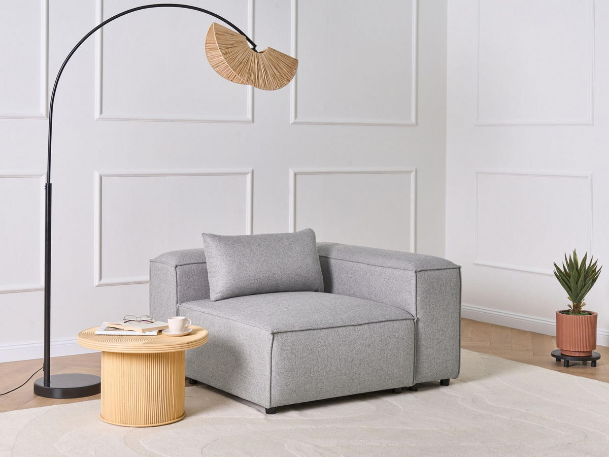 ECKMODUL Grau symmetrisch Brande - Dunkelgrau, Textil (123/70/121cm) - Beliani