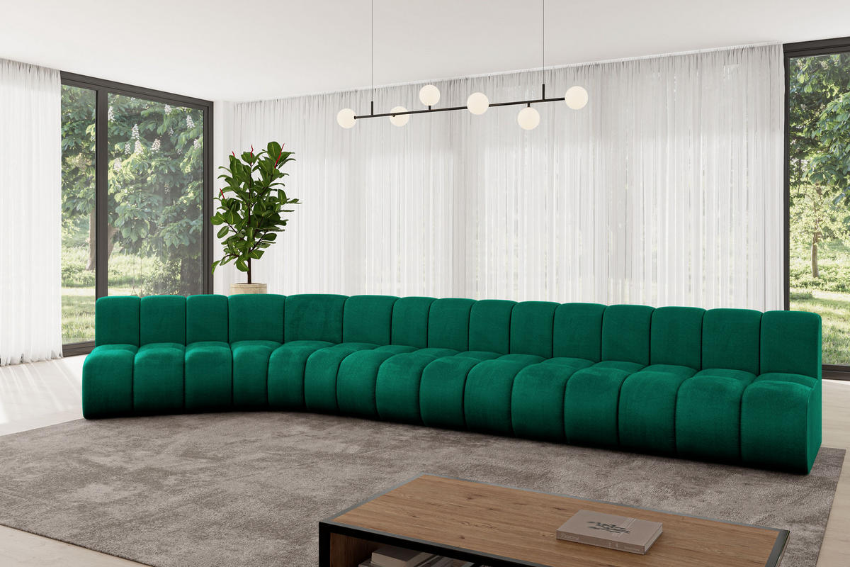 ECKSOFA modulares Sofa Montra-L3 - 472x174x70 cm Grün - Dunkelgrün, Holzwerkstoff/Textil (472/174cm) - ALTDECOR