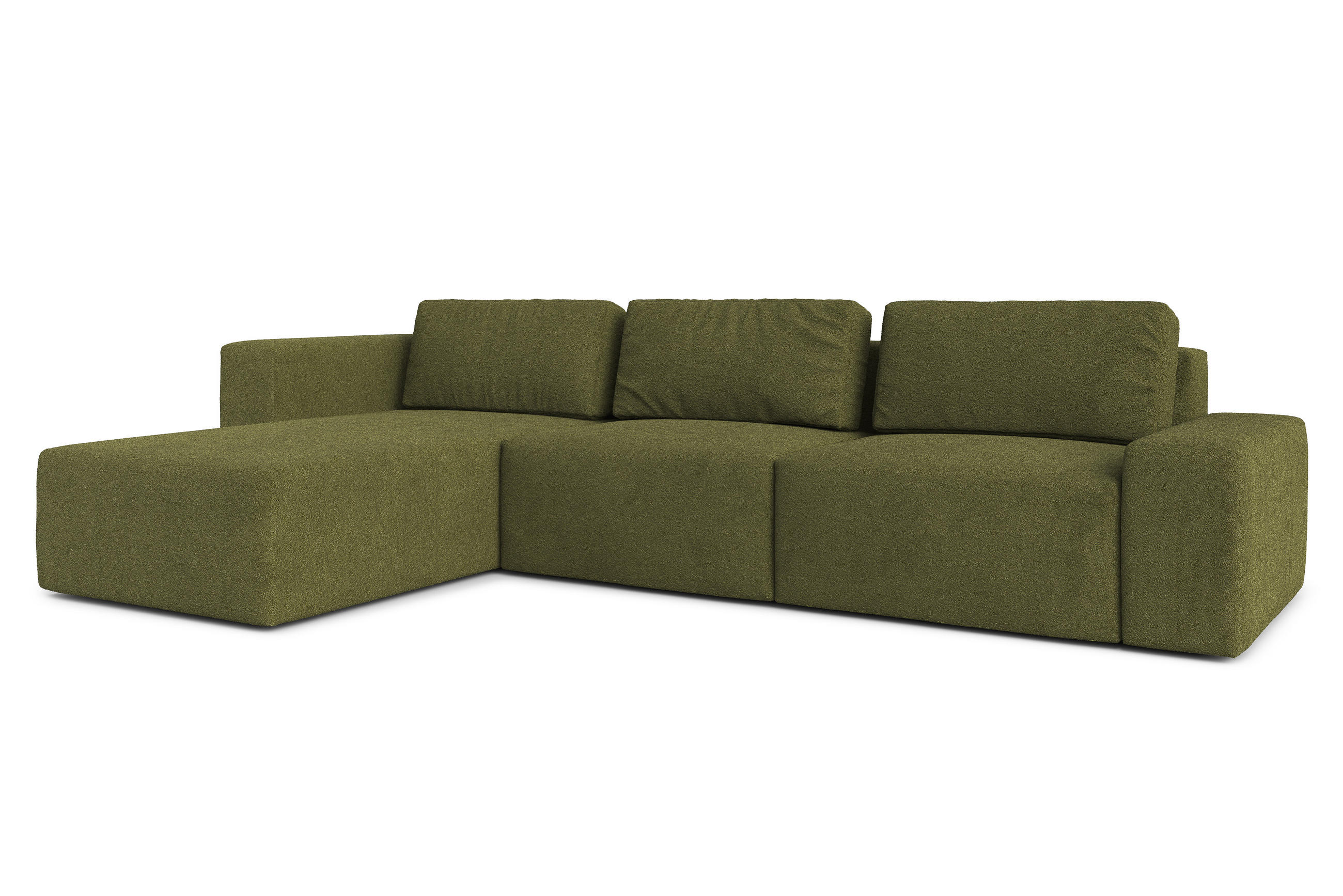 ECKSOFA L Form Arkleton Grün 360/180/93 cm Links Stil & Komfort - Schwarz/Olivgrün, Kunststoff/Textil (180/360cm) - AX Living