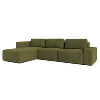 ECKSOFA L Form Arkleton Grün 360/180/93 cm Links Stil & Komfort - Schwarz/Olivgrün, Kunststoff/Textil (180/360cm) - AX Living