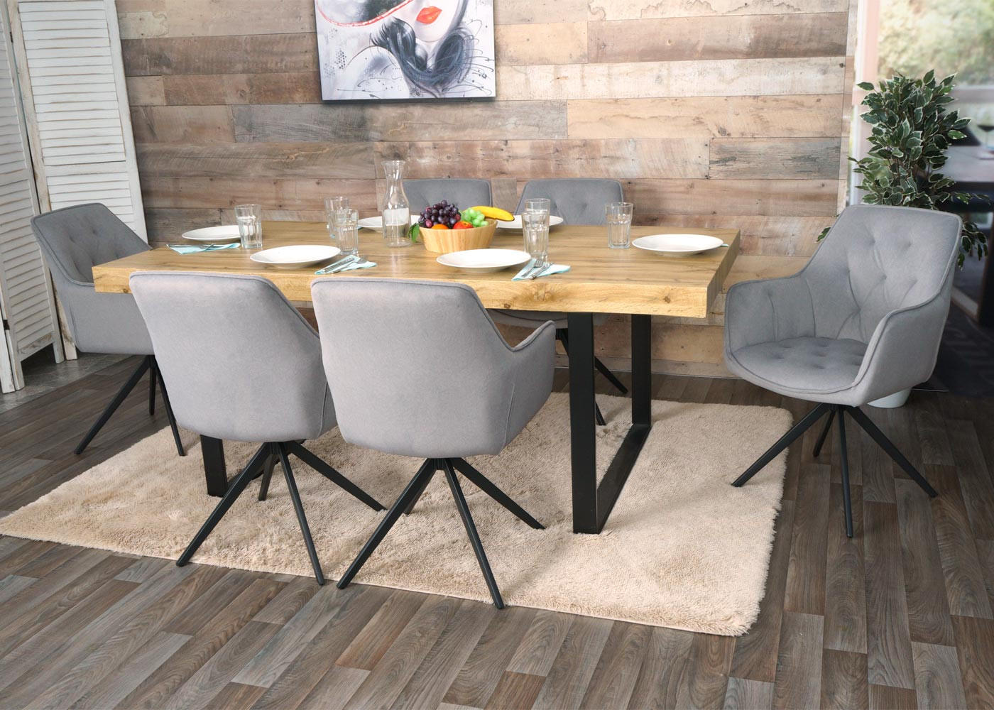 ESSZIMMERSTUHL Grau 6er-Set - Grau, Textil (55/87/60cm) - MCW