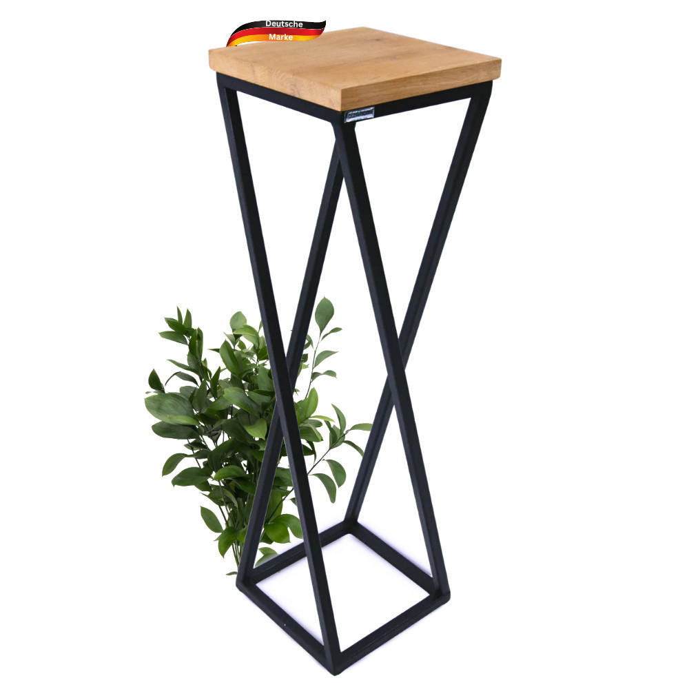 BLUMENSTÄNDER Holz Metallgestell KABRI 70 cm hoch Eichenholz - Braun, Holz (20/70/21cm) - DELUKE