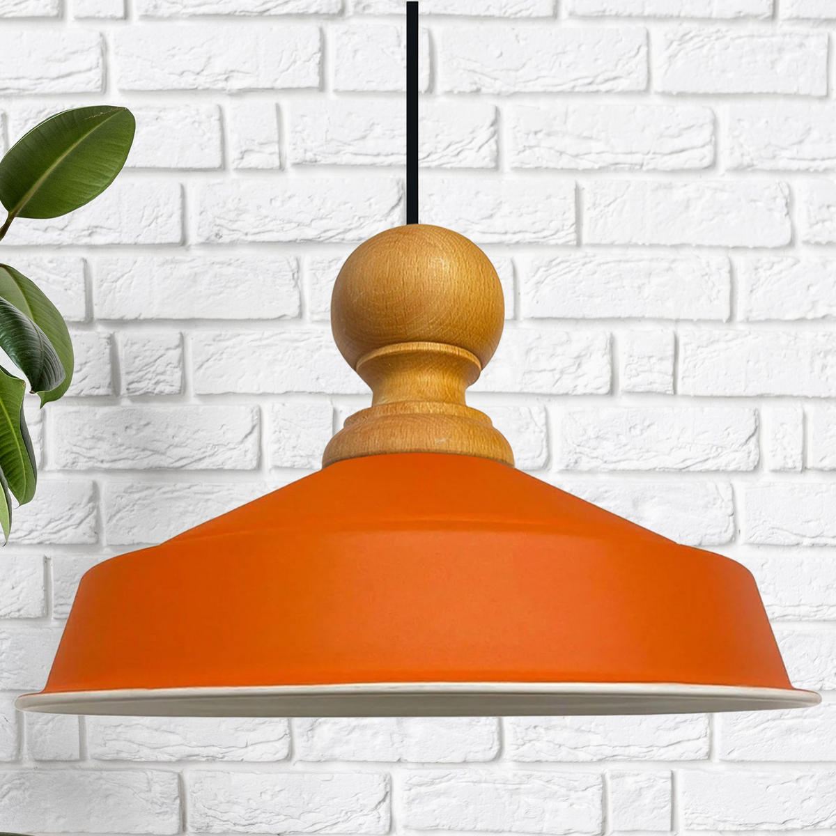 DECKENPENDELLEUCHTE Holz Asletl - Orange, Holz/Metall (24/40/41cm) - Bamyum