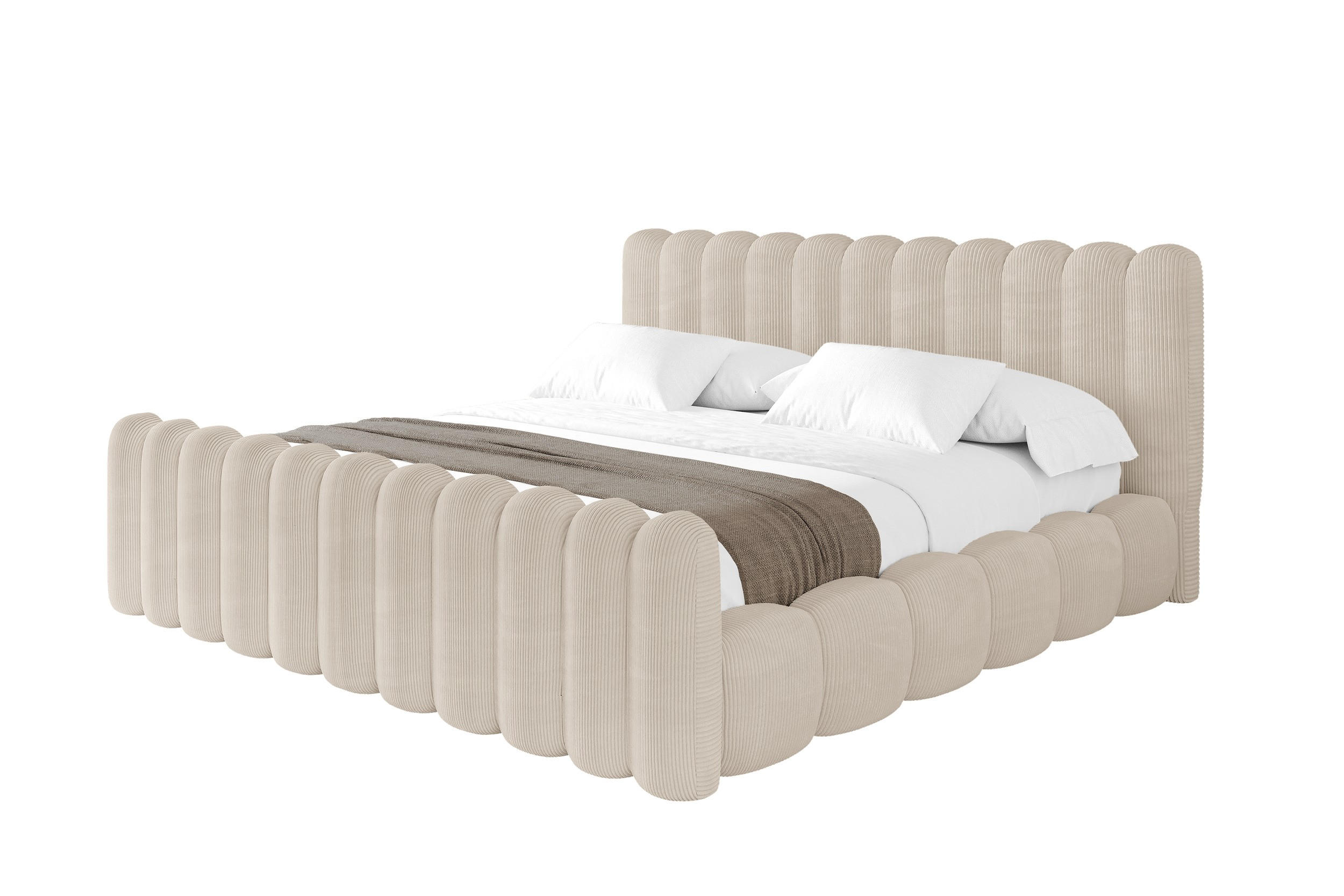 POLSTERBETT mit Bettkasten, Fußteil und Lattenrost, Boxbett ohne Matratze - SENA-Z 200x200 Beige - Greige, Holzwerkstoff/Textil (200/200cm) - ALTDECOR