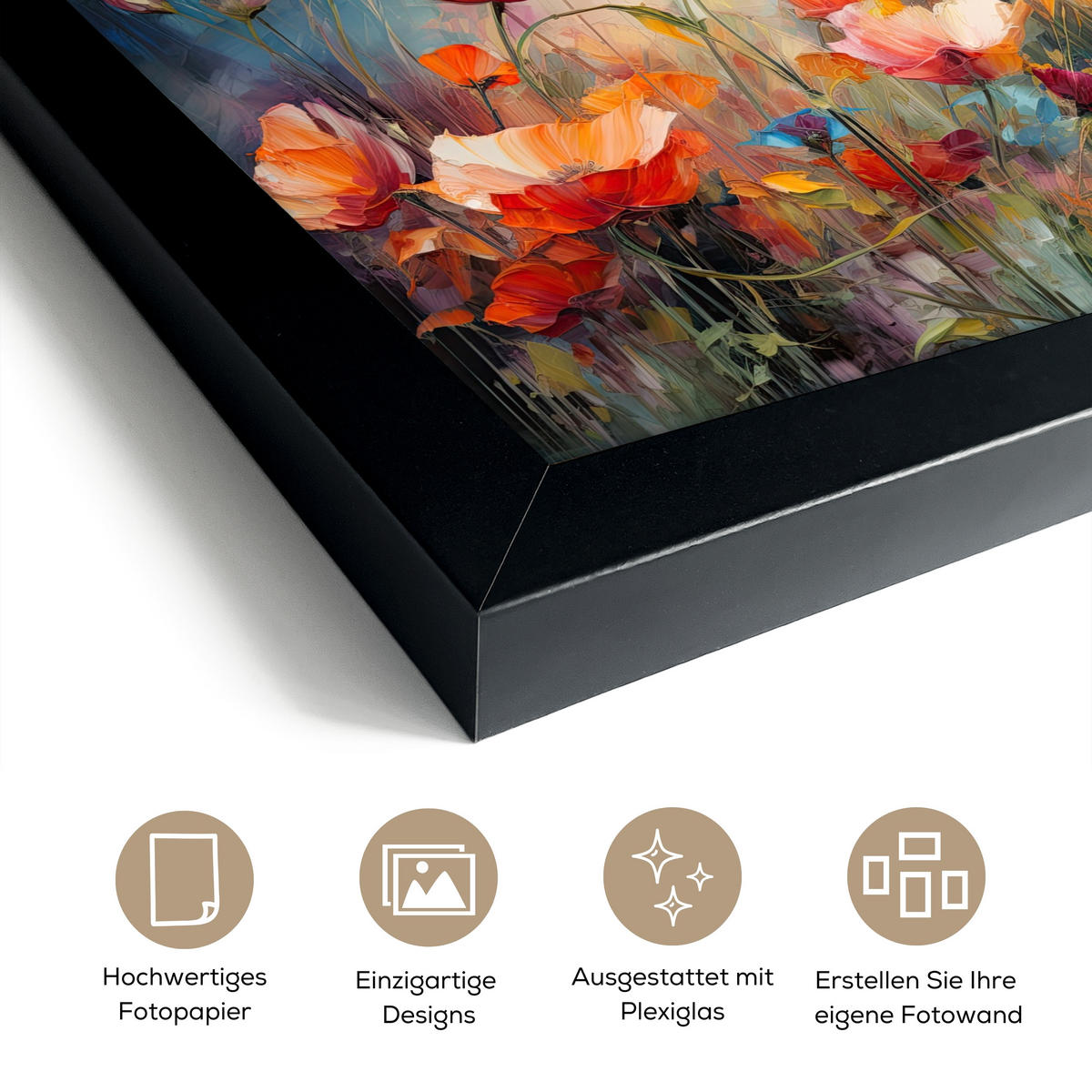 POSTER MIT RAHMENGERAHMTES BILD Blumen - Aquarell - Kunst - Botanisch - Natur 30x20 cm - Orange, Papier (30/20cm) - MuchoWow