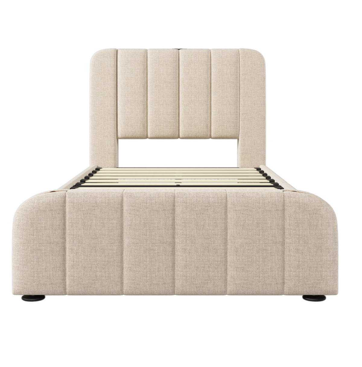 BETT mit 4 Schubladen 90x200 cm Leinen Beige - Beige, Metall (90/200cm) - Meubliv
