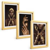 BILDER SET 3er Set - 20x30 cm Goldrahmen - Porträts afrikanischer Frauen - Goldfarben, Kunststoff (20/30cm) - TULUP