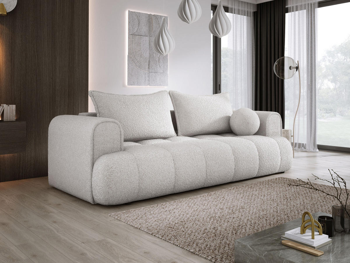 SOFA COCO SCHLAFSOFA mit Bettfunktion, Anthology Stoffbezug, 2-Sitzer, freistehend, Größe: 250x105x90 cm, Esche - Eschefarben, Holz/Textil (250/90/105cm) - DomoHome