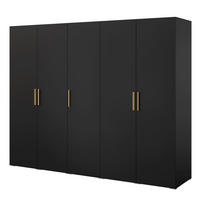 DREHTÜRENSCHRANK Napoli 5D 250 Schwarz (schwarzer oder goldener Griff) - Silberfarben/Schwarz, Holzwerkstoff/Kunststoff (250/35/60cm) - mzm24