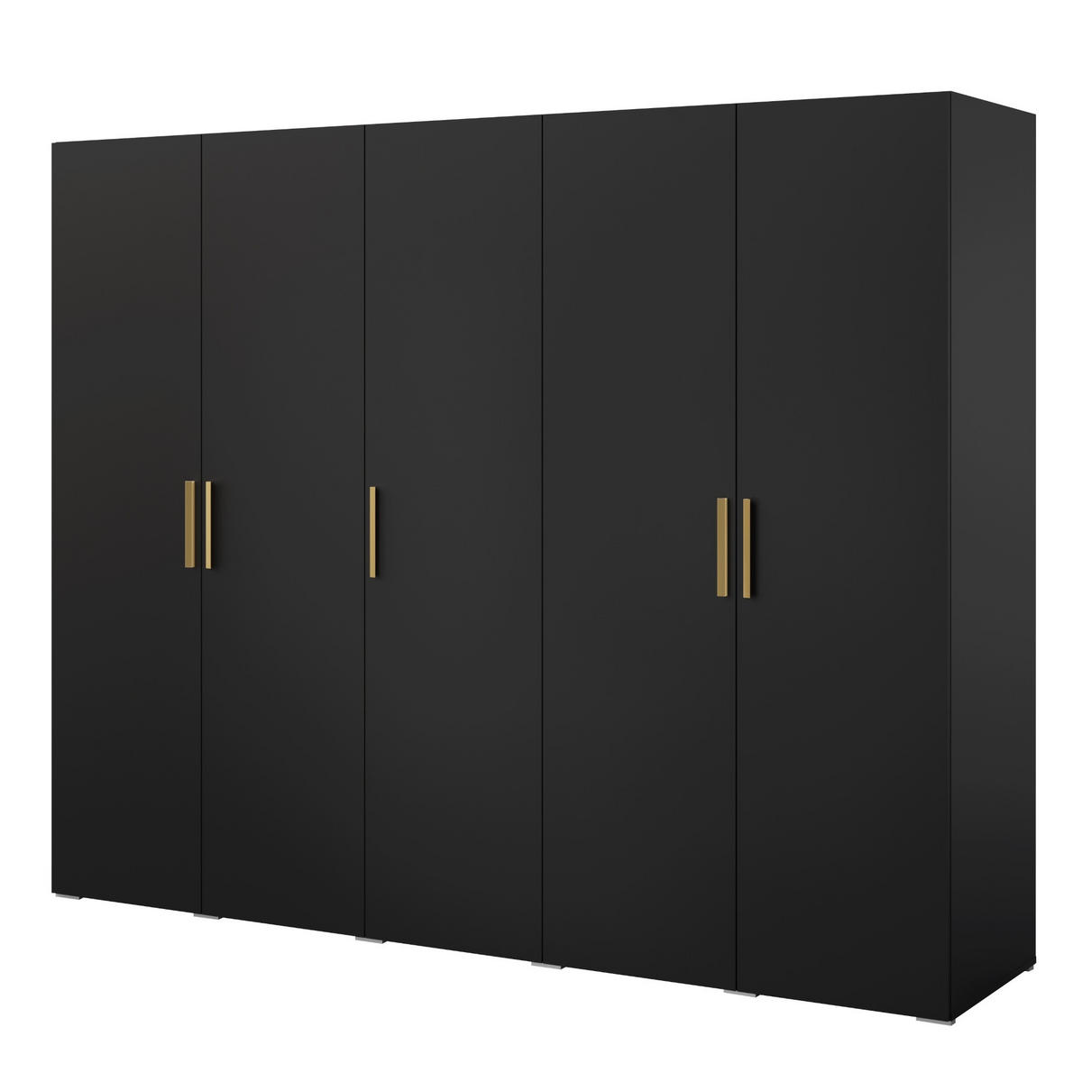 DREHTÜRENSCHRANK Napoli 5D 250 Schwarz (schwarzer oder goldener Griff) - Silberfarben/Schwarz, Holzwerkstoff/Kunststoff (250/35/60cm) - mzm24