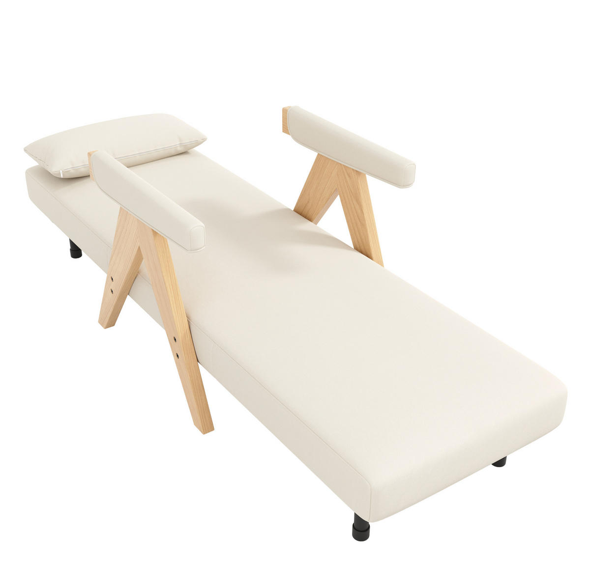 SCHLAFSESSEL aus Leinenstoff 87x64x60 cm Beige mit 3-in-1-Funktion, 6-fach verstellbarer Rückenlehne und Kissen - Beige, Textil (64/87/60cm) - Modfu