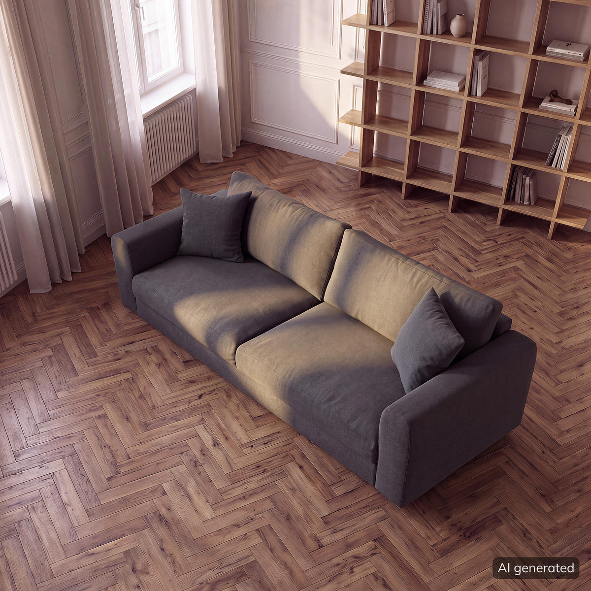 3-SITZER SOFA - Schwarz/Grau, Holz/Kunststoff (238/79/106cm) - home24