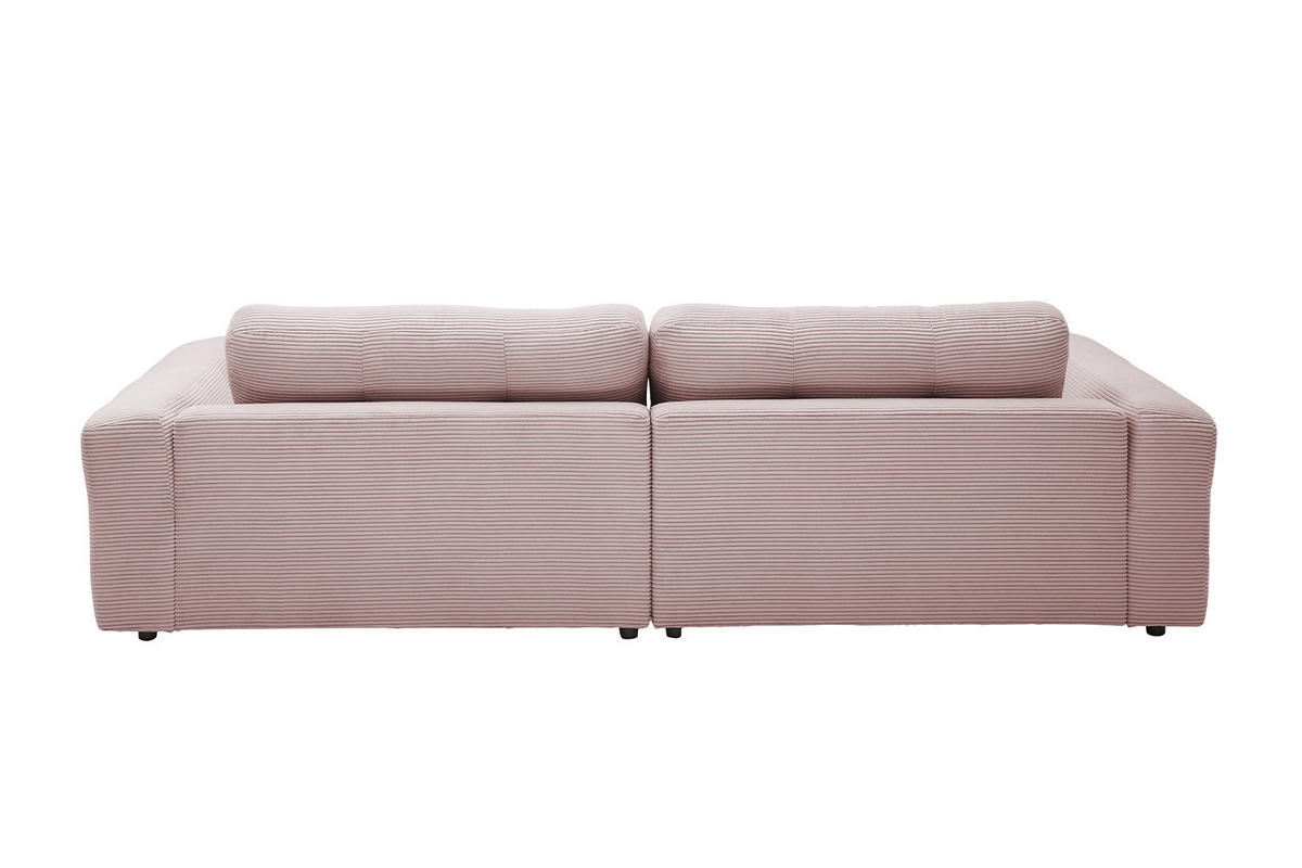 ECKSOFA MIKA Pink Cord - Pink/Schwarz, Kunststoff/Textil (276/167cm) - KAWOLA