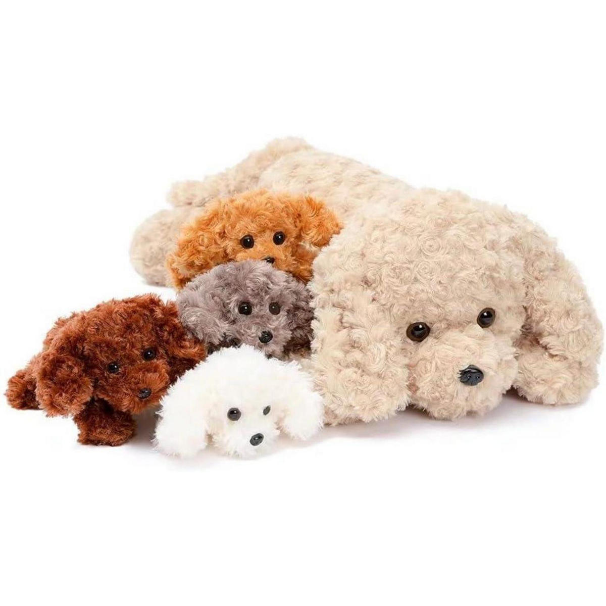 STOFFTIER Hund 60 cm mit 4 Babys im Bauch Dunkel Braun - Multicolor, Textil (15/10cm)