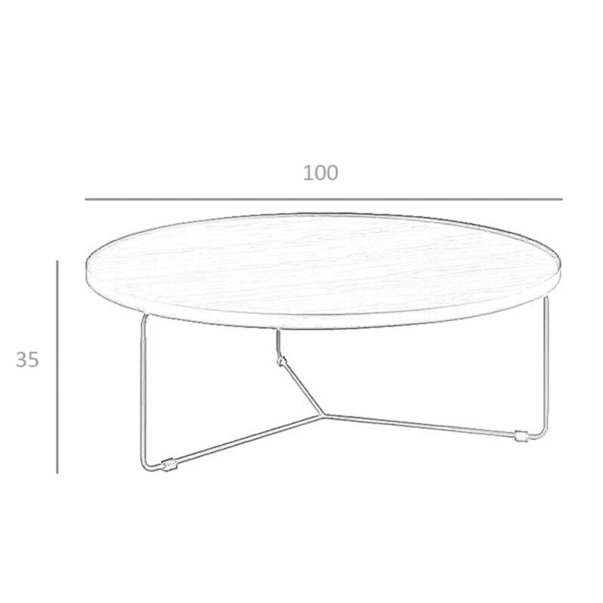 COUCHTISCH Runder Nussbaum und schwarzer Stahl Ø100/35 cm - Nussbaumfarben/Walnussfarben, Holz/Holzwerkstoff (100/100/35cm) - ANGEL CERDA