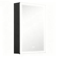 SPIEGELSCHRANK, verstellbarer LED-Beleuchtung und Antibeschlagfunktion,50*12.8*70cm, Schwarz - Schwarz, Glas (50/70/12.8cm) - Vallsero