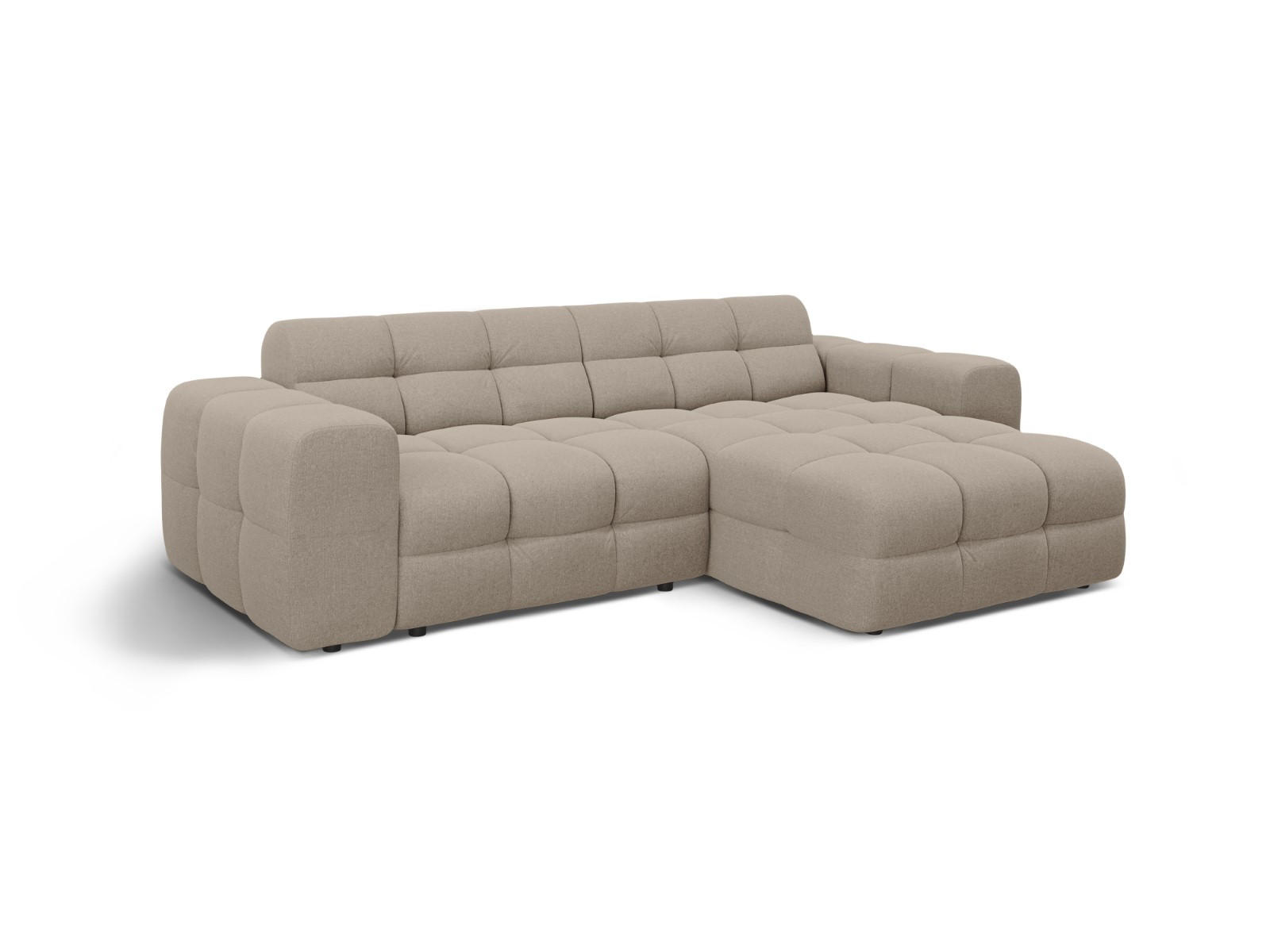 ECKSOFA rechts Kendal aus strukturiertem Stoff dunkelbeige 4 Sitzplätze - Mokka, Textil (173/256cm) - Micadoni