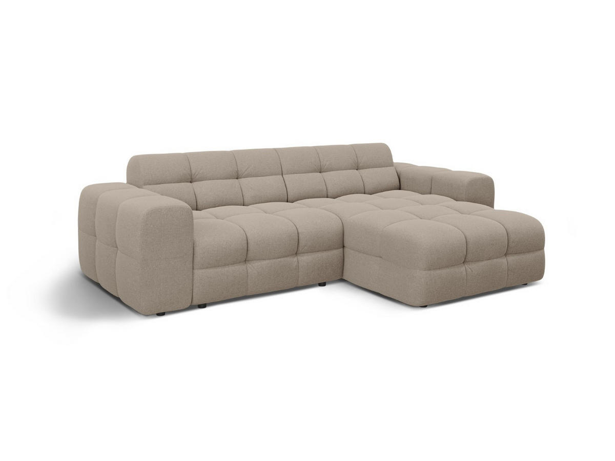 ECKSOFA rechts Kendal aus strukturiertem Stoff dunkelbeige 4 Sitzplätze - Mokka, Textil (173/256cm) - Micadoni