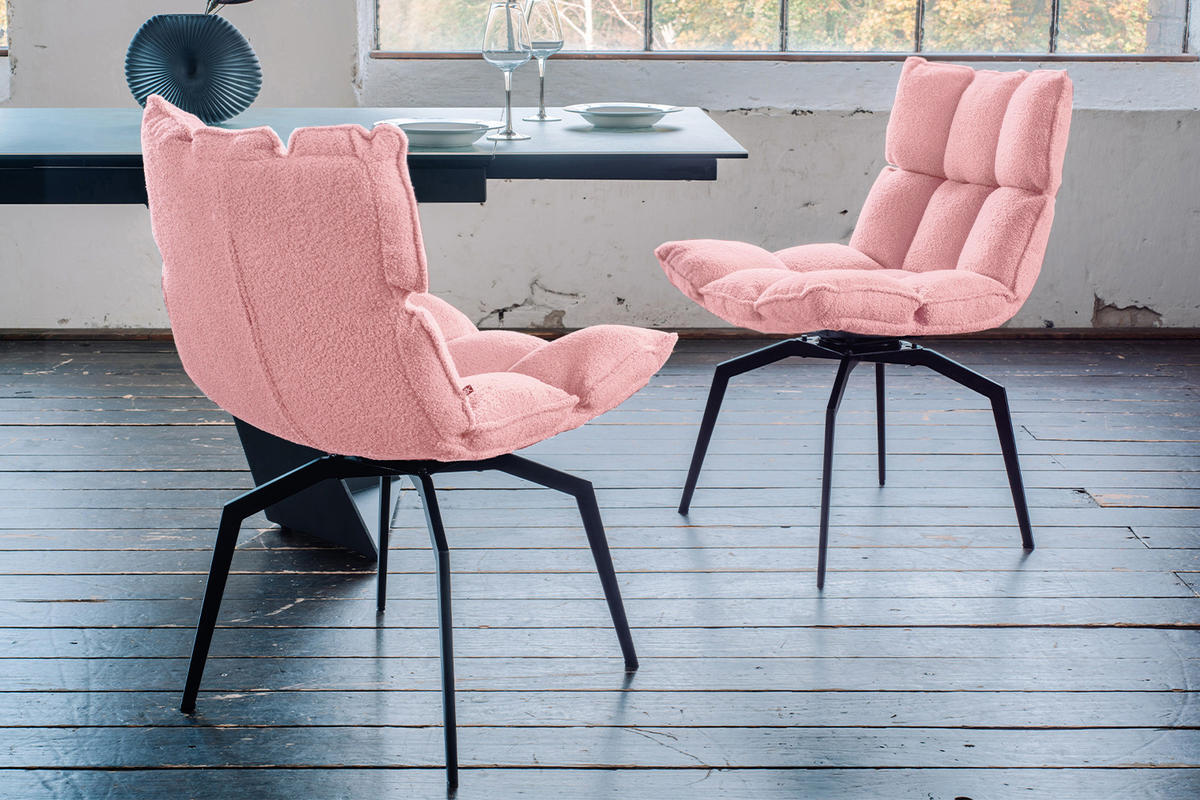 ESSZIMMERSTUHL BARO Pink Webstoff Drehbar (360°) (1er-Set) - Pink/Rosa, Kunststoff/Textil (54/86/65cm) - KAWOLA