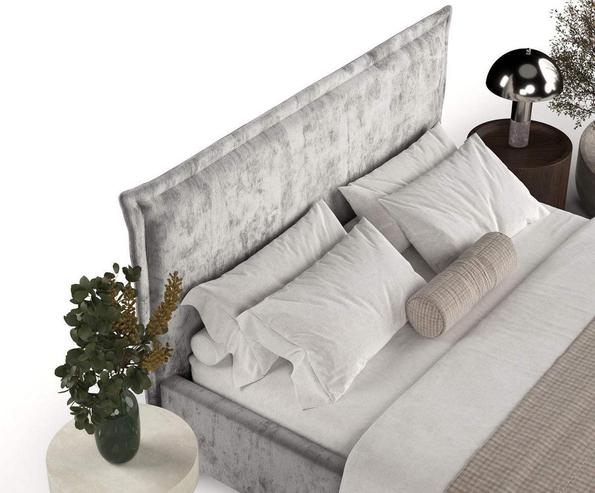 POLSTERBETT Cape Cod Grau 120/200 cm im Chenille-Stoff - Schwarz/Naturfarben, Holz/Holzwerkstoff (120/200cm) - Maison de Reve