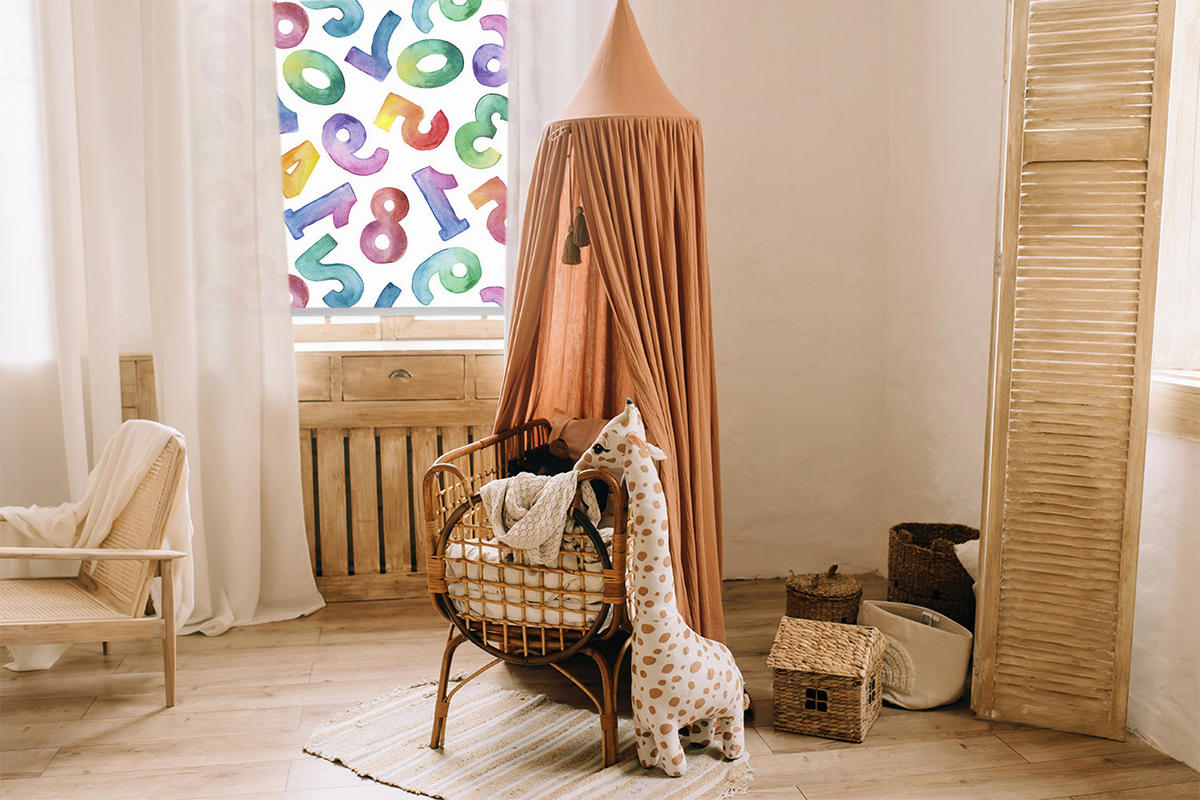 VNÚTORNÁ roleta - okenná roleta - roleta - 100x100 cm - Farebné čísla - fialová, plast (100/100/0.5cm) - TULUP