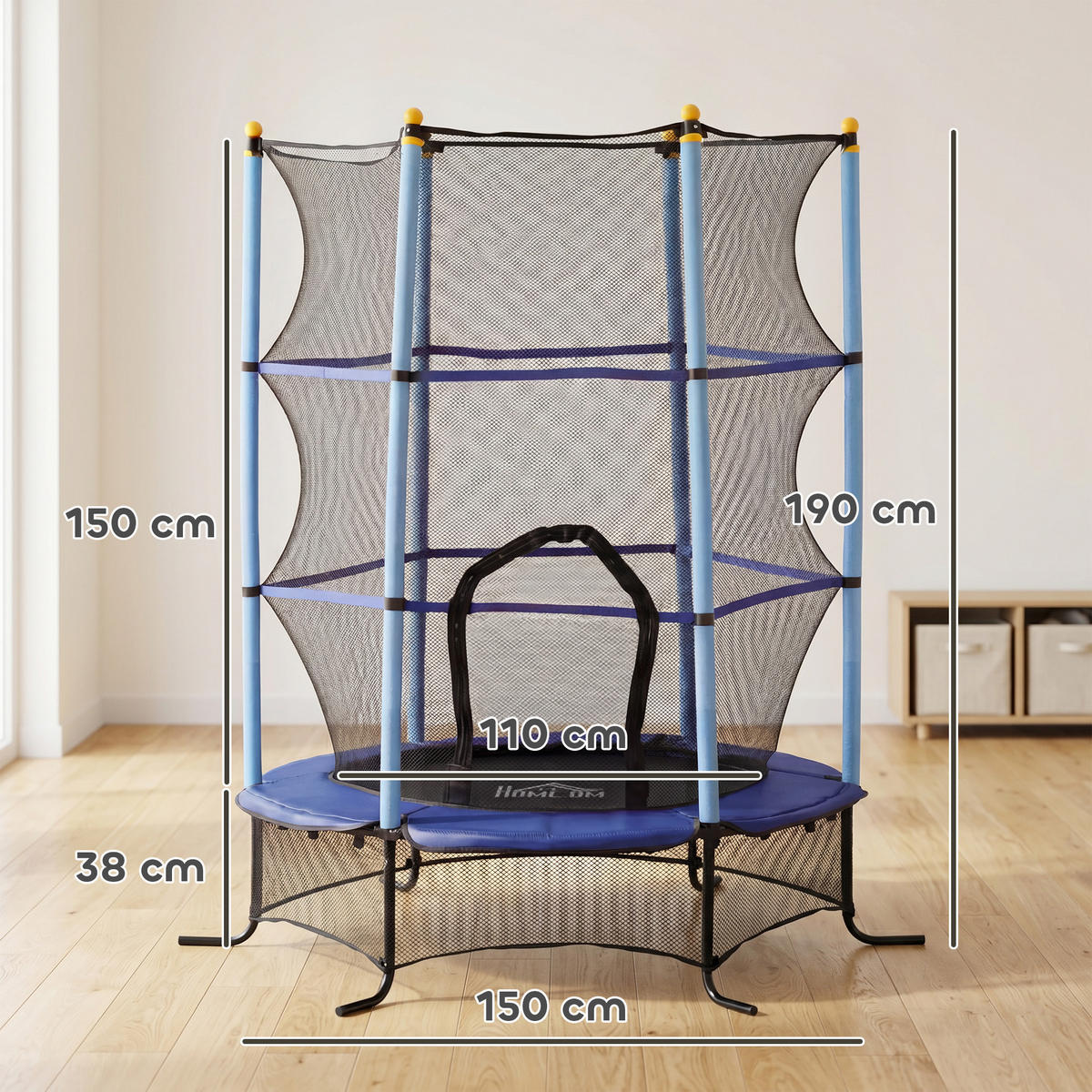TRAMPOLIN für Kinder DE-10776 Ø163 cm mit Sicherheitsnetz Blau - Blau, Metall (163/163cm) - ComfortXL