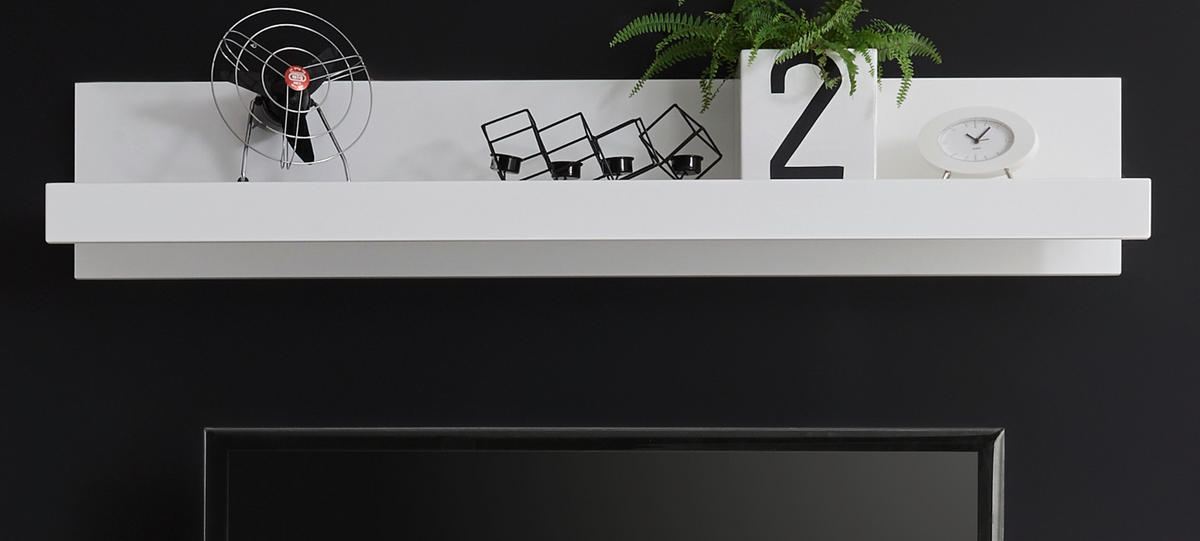 WANDBOARD weiß Hochglanz, Wandregal 150 x 28 cm - Weiß Hochglanz, Holzwerkstoff (150/28/23cm) - Furn.Design