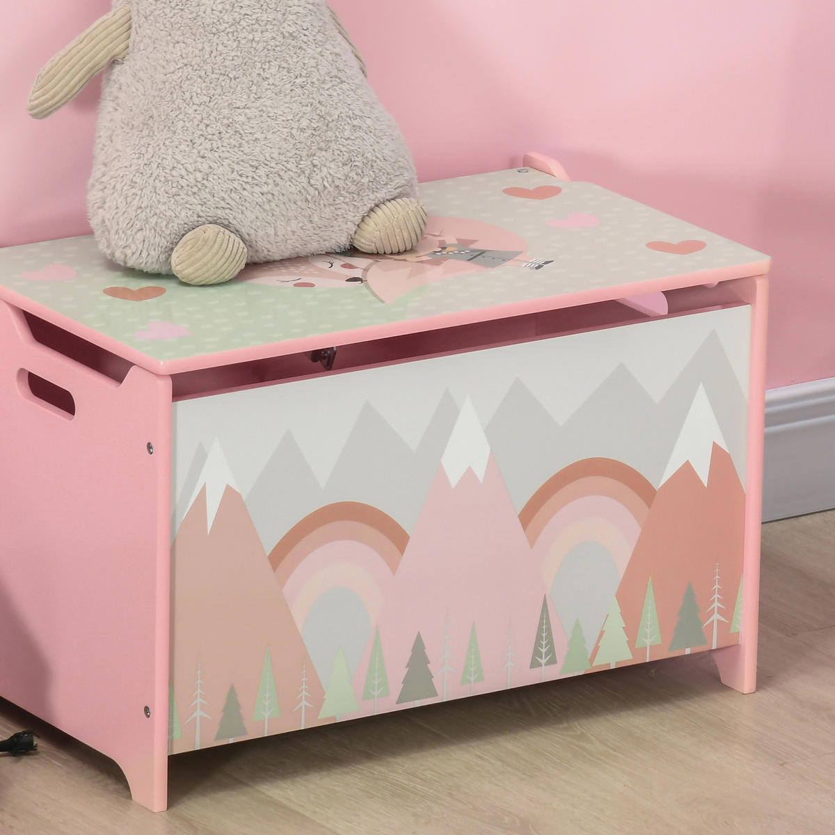 KINDERREGAL DE-17276 3 offene Ebenen & Bären-Design Natur - Pink, Holzwerkstoff (60/39/37cm) - ComfortXL