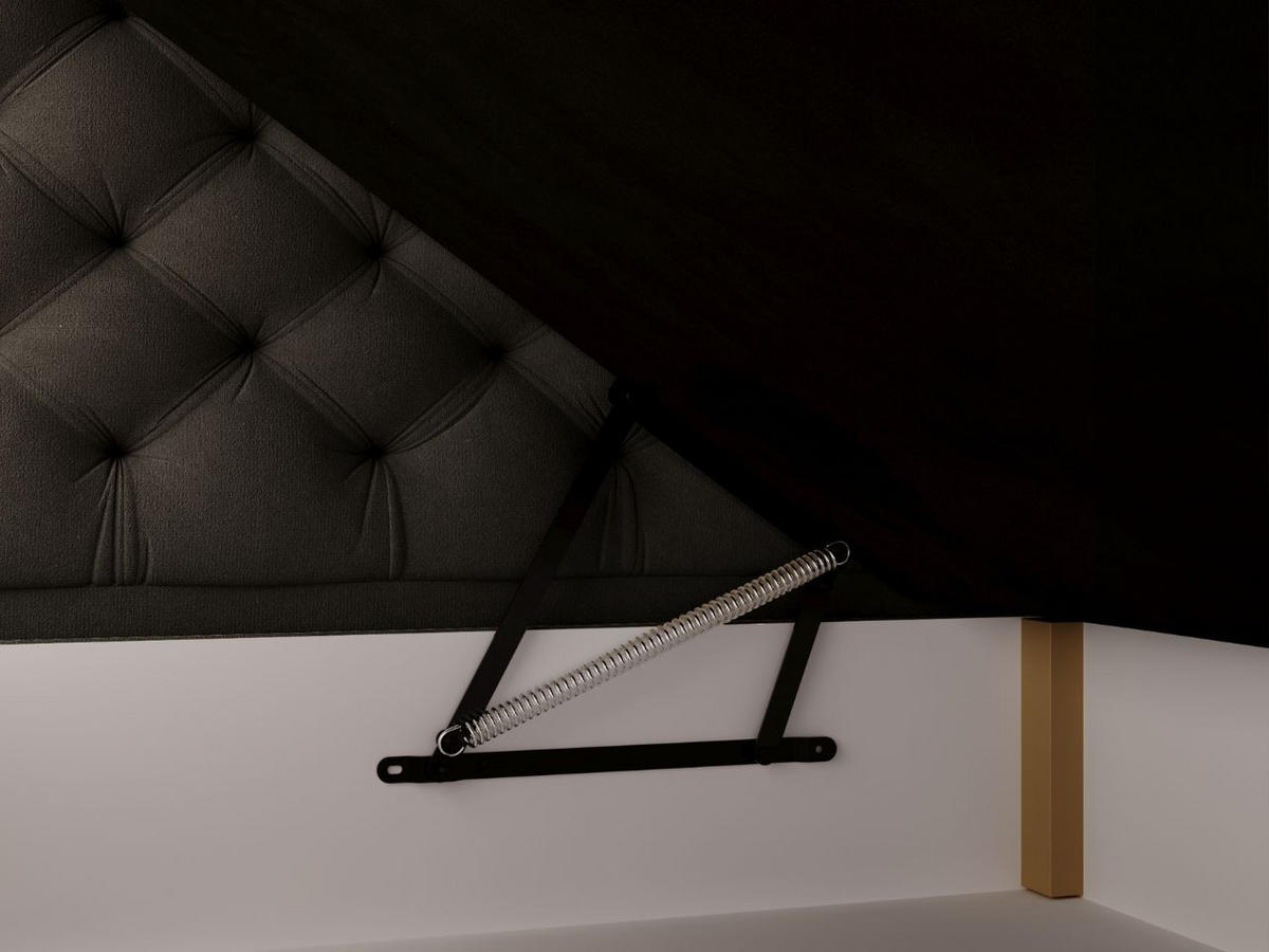 BOXBETT Bergamo 160x200 Dunkelgrau - Dunkelgrau/Schwarz, Holz/Textil (160/200cm) - Graingold