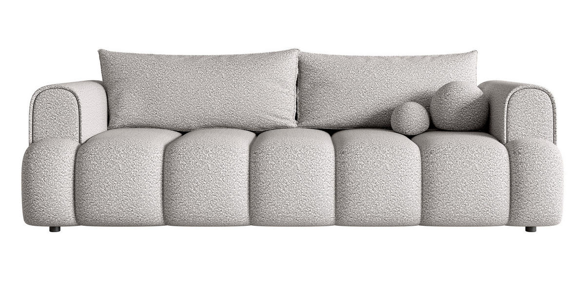 SCHLAFSOFA Dandelino Hellgrau Boucle - Hellgrau/Schwarz, Kunststoff/Textil (250/90/112cm) - Selsey