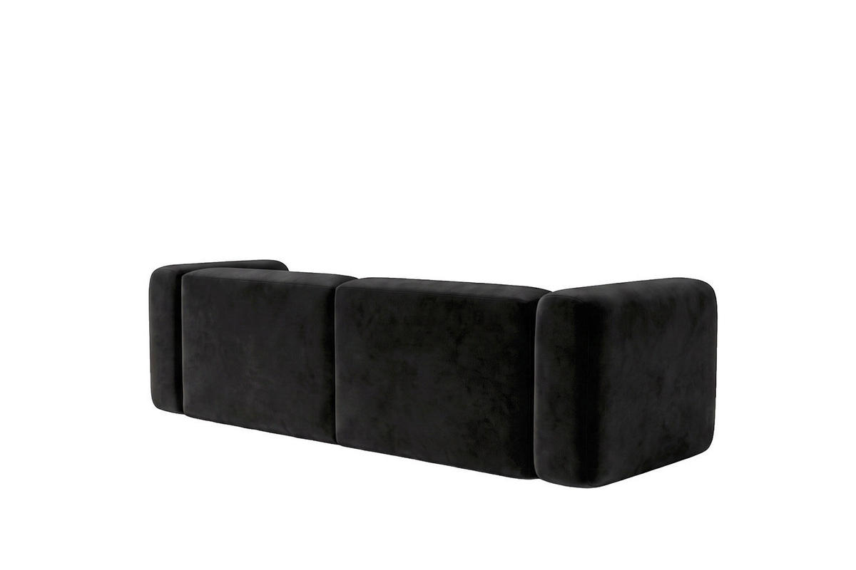 ECKSOFA L-Form mini, Velvet-Stoff Bluvel, Schwarz, Rechts, GRETA - Schwarz, Holz (226/179cm) - Kaiser Möbel