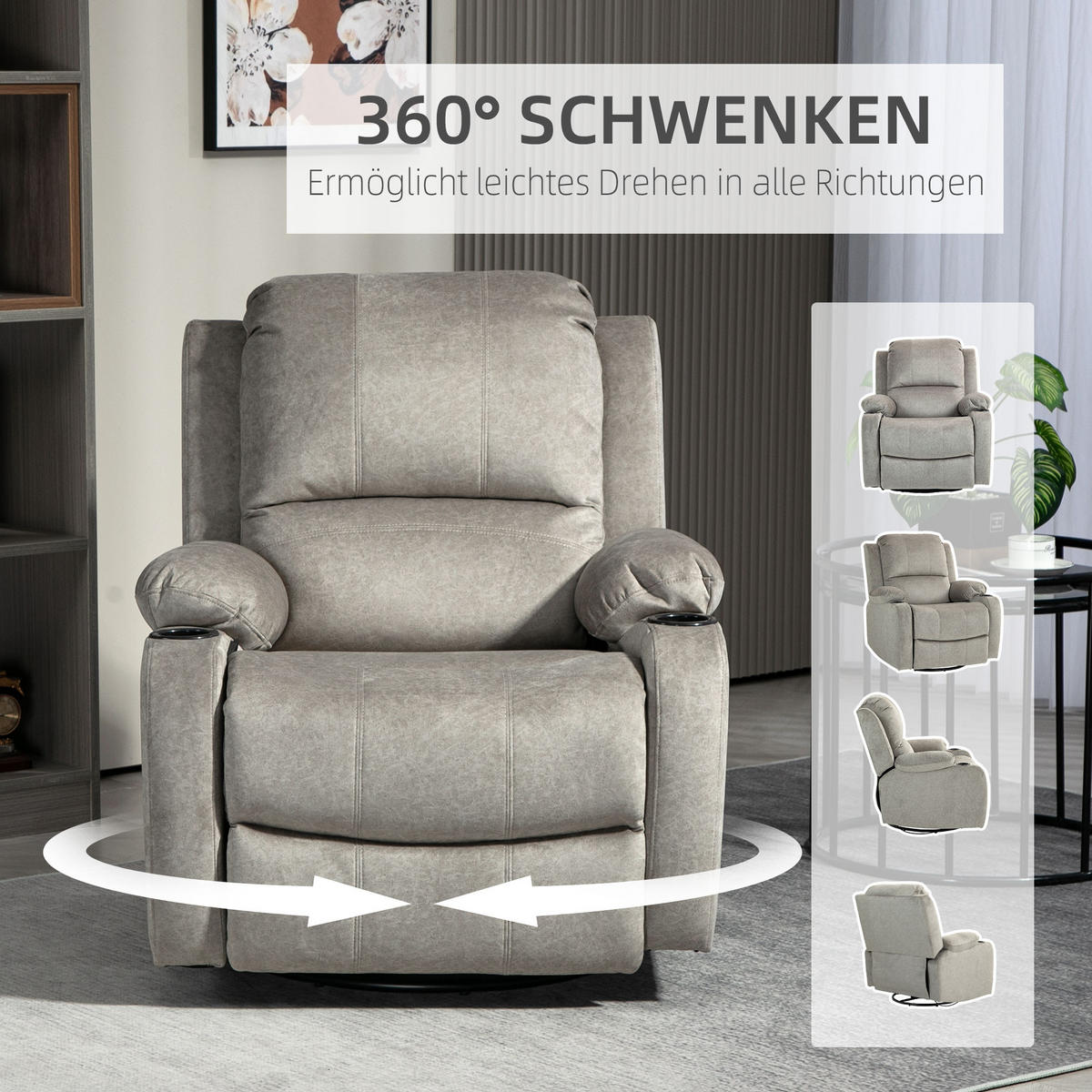 FERNSEHSESSEL Mikrofaser Braun - Braun, Textil (95/102/87cm) - HOMCOM