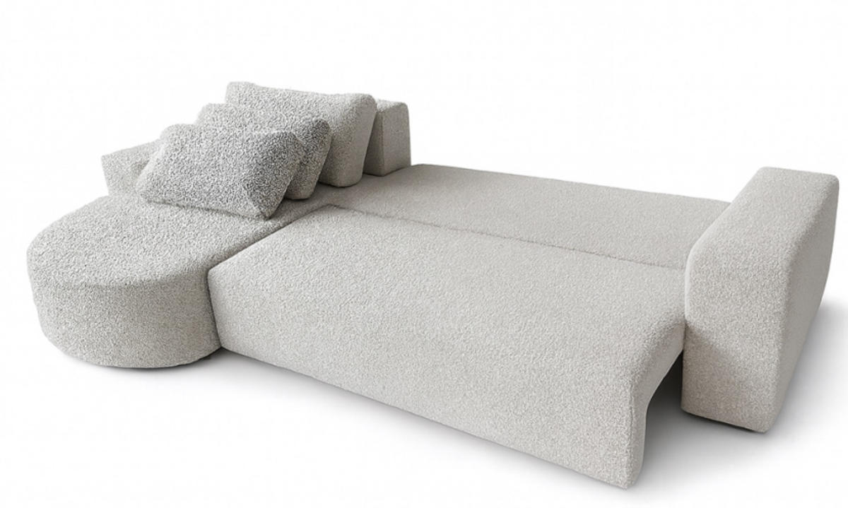 ECKSOFA Grau Vello Mit Schlaffunktion Links Boucle CatchMe - Grau, Textil (270/165cm) - Sepro Meble