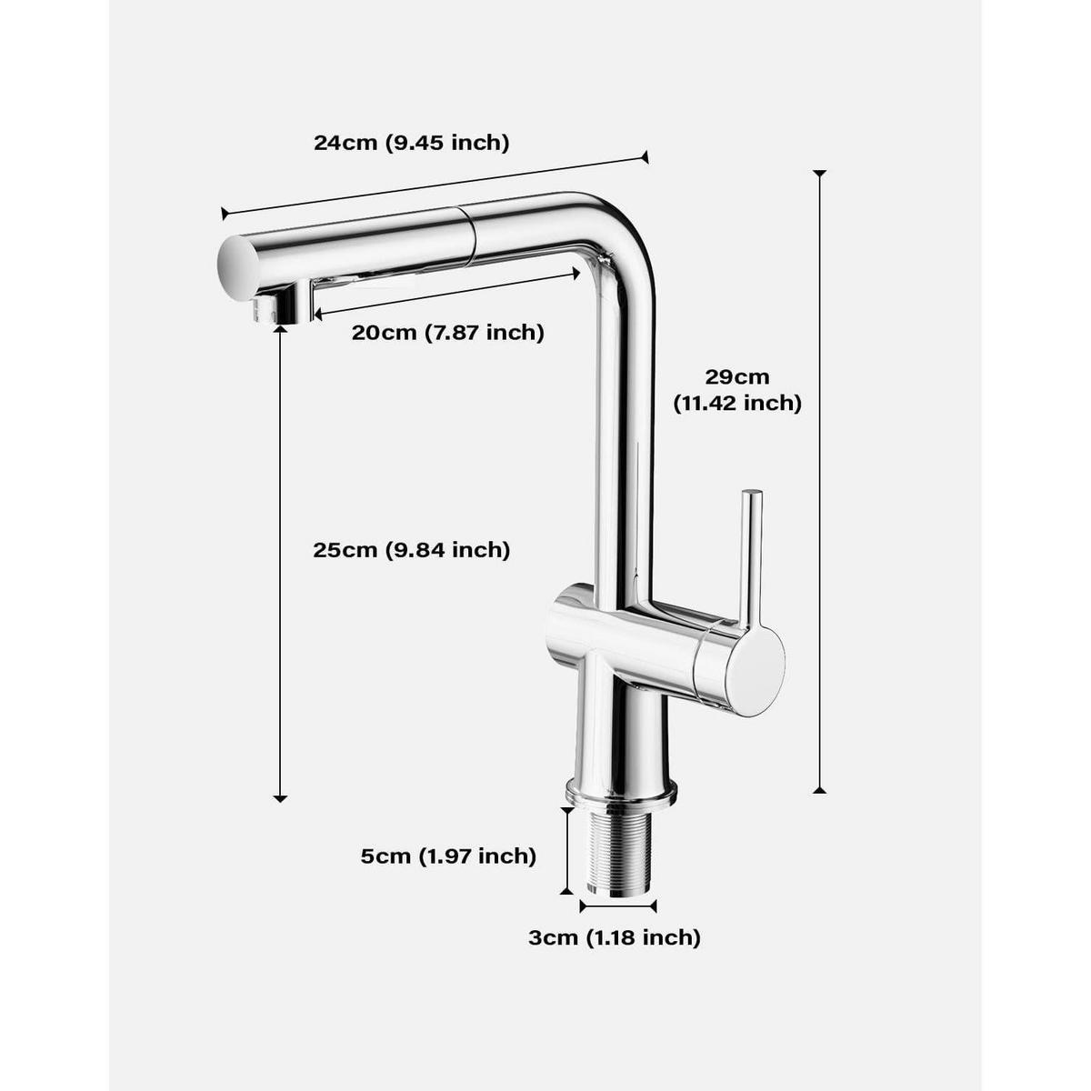 KÜCHENARMATUR mit Ausziehbrause und 360° Schwenkfunktion Chrom - Silberfarben, Metall (31.8/58/41cm)