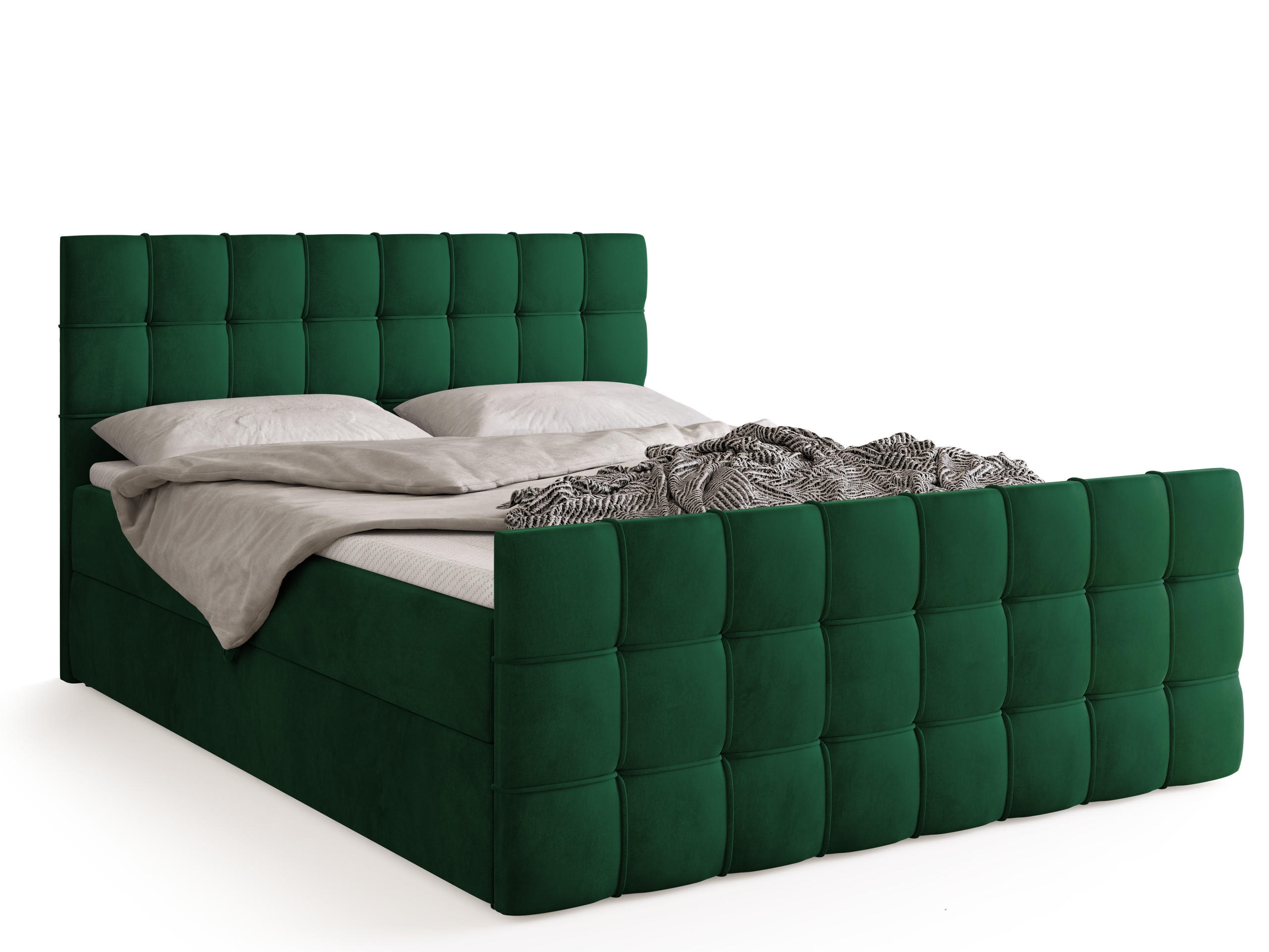 BOXBETT Detroit Duo mit Topper 140/200 Dunkelgrün - Dunkelgrün, Textil (140/200cm) - Bromarkt