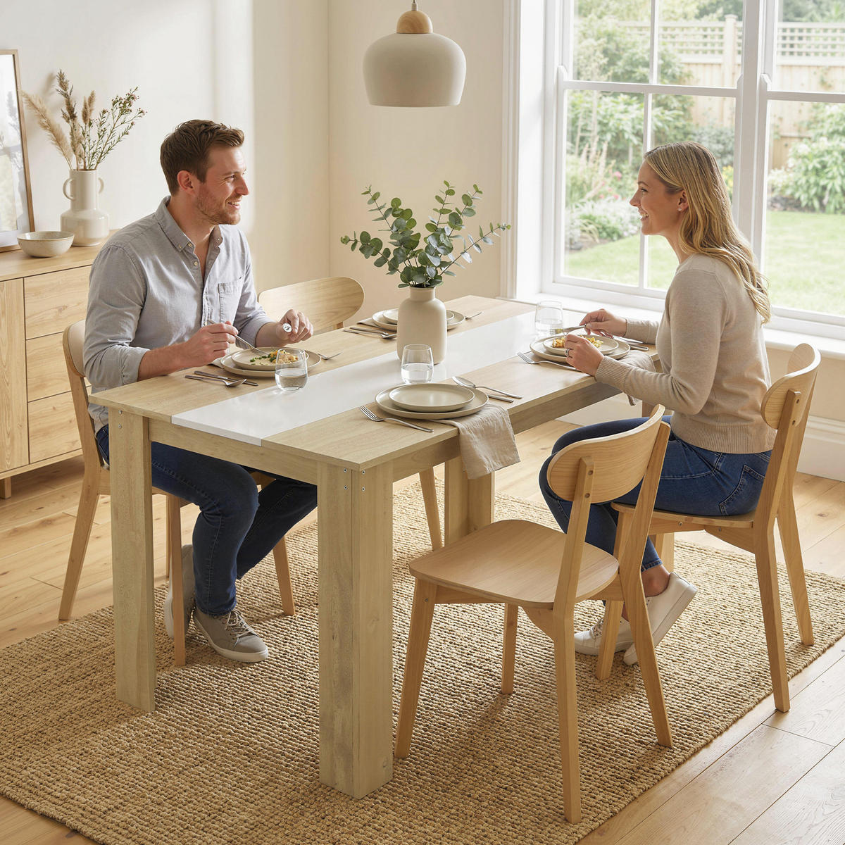 ESSTISCH Eichefarben Weiß Zweifarbig 120/69/75 cm - Eichefarben, Holz (69/120/75cm) - PANGIVO