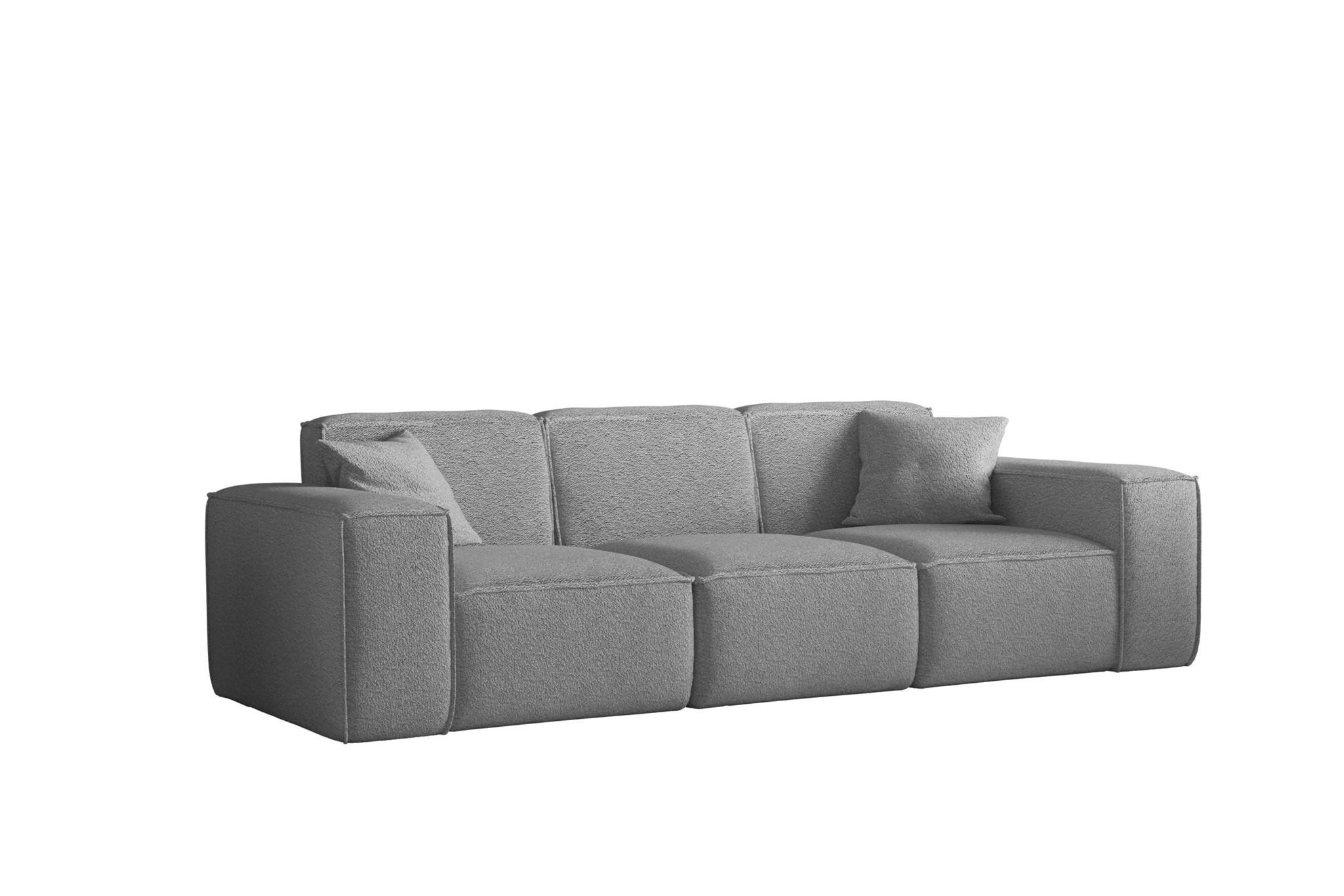 SOFA Celes Premium 3-sitzer Ascot Bukla - Grau, Holzwerkstoff/Textil (225/73/88cm) - Fun Möbel