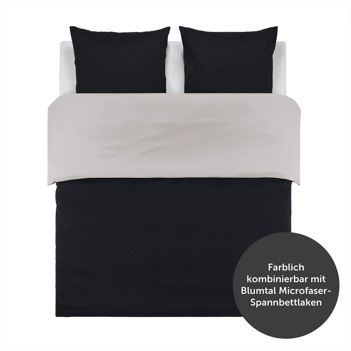 WENDEBETTWÄSCHE Ebba 2 mal 135/200 cm 2 mal 80/80 cm, Schwarz und Hellgrau - Hellgrau/Schwarz, Textil (135/200cm) - Blumtal